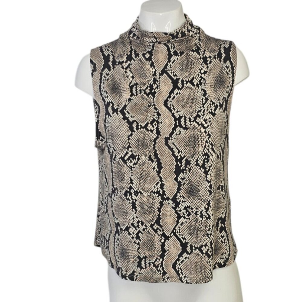 Aritzia Babaton Mock Neck Sleeveless Top, Snake Print, Stretch, Size XS